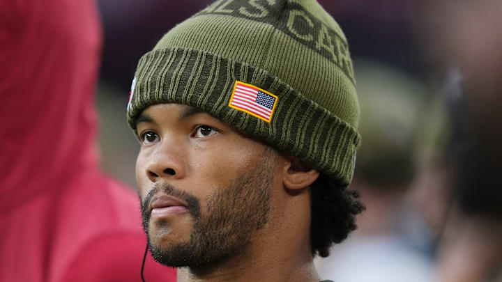 Arizona Cardinals quarterback Kyler Murray watches his team from the sidelines as they play the San Francisco 49ers at State Farm Stadium in Glendale on Nov. 16, 2025. Arizona Cardinals quarterback Kyler Murray watches his team from the sidelines as they play the San Francisco 49ers at State Farm Stadium in Glendale on Nov. 16, 2025.