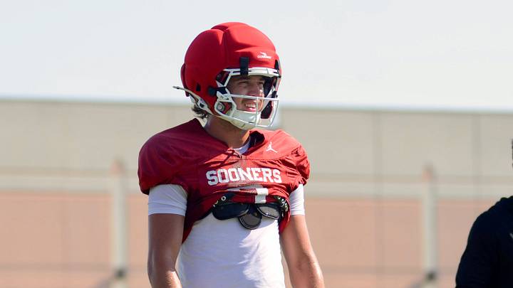 Oklahoma wide receiver Parker Livingstone practices during fall camp. Oklahoma wide receiver Parker Livingstone practices during fall camp.