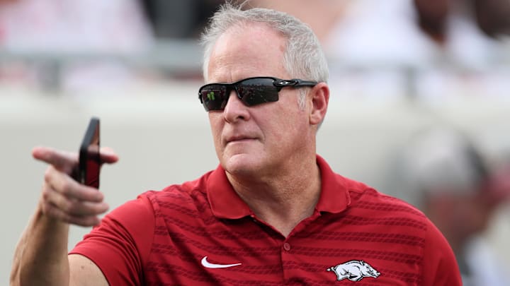 Arkansas Razorbacks athletic director Hunter Yurachek prior to the game against the Pine Bluff Golden Lions at War Memorial Stadium.
