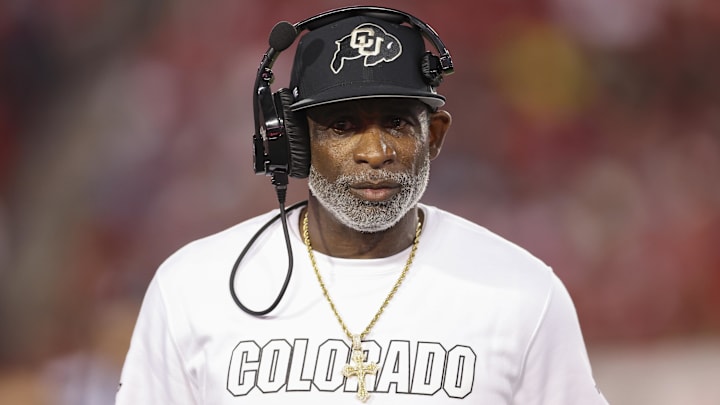Sep 12, 2025; Houston, Texas, USA; Colorado Buffaloes head coach Deion Sanders looks on from the sideline during the first half against the Houston Cougars at TDECU Stadium. Mandatory Credit: Troy Taormina-Imagn Images Sep 12, 2025; Houston, Texas, USA; Colorado Buffaloes head coach Deion Sanders looks on from the sideline during the first half against the Houston Cougars at TDECU Stadium. Mandatory Credit: Troy Taormina-Imagn Images