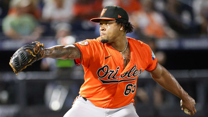 Orioles relief pitcher Gregory Soto throws a pitch.