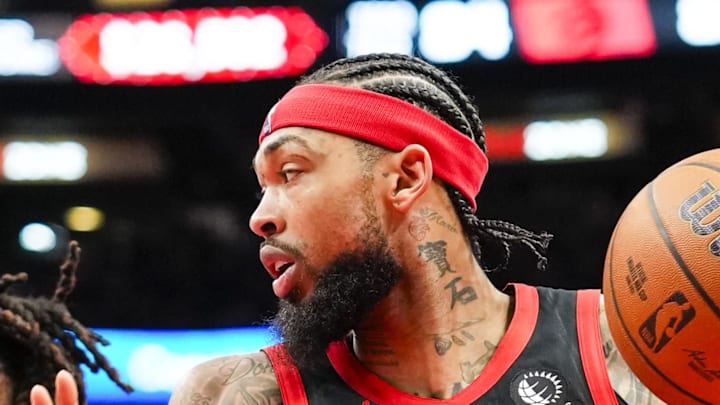 Toronto Raptors forward Brandon Ingram handles the ball against the New York Knicks Toronto Raptors forward Brandon Ingram handles the ball against the New York Knicks