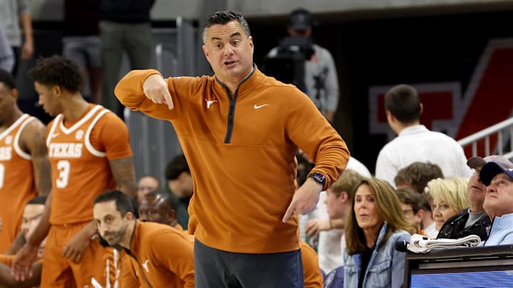 Texas Longhorns head coach Sean Miller directs his team during the first half against the Auburn Tigers at Neville Arena. 