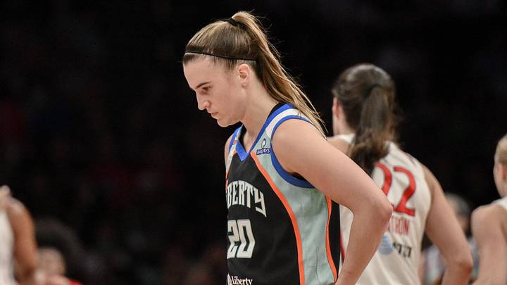 Jun 19, 2026; Brooklyn, New York, USA; New York Liberty guard Sabrina Ionescu (20) reacts during the second half against the Washington Mystics at Barclays Center. Mandatory Credit: John Jones-Imagn Images Jun 19, 2026; Brooklyn, New York, USA; New York Liberty guard Sabrina Ionescu (20) reacts during the second half against the Washington Mystics at Barclays Center. Mandatory Credit: John Jones-Imagn Images