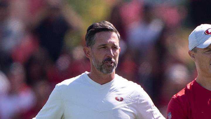 San Francisco 49ers head coach Kyle Shanahan (left) and general manager John Lynch (right)