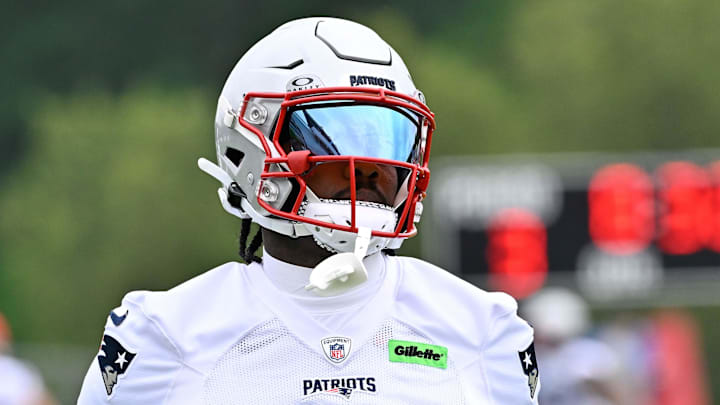 Jun 9, 2025; Foxborough, MA, USA; New England Patriots wide receiver Stefon Diggs (8) participates in minicamp at Gillette Stadium. Mandatory Credit: Eric Canha-Imagn Images