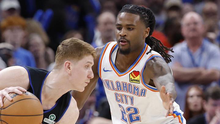 Mar 30, 2026; Oklahoma City, Oklahoma, USA; Detroit Pistons guard Kevin Huerter (27) moves the ball as Oklahoma City Thunder guard Cason Wallace (22) defends during the second half at Paycom Center. Mandatory Credit: Alonzo Adams-Imagn Images Mar 30, 2026; Oklahoma City, Oklahoma, USA; Detroit Pistons guard Kevin Huerter (27) moves the ball as Oklahoma City Thunder guard Cason Wallace (22) defends during the second half at Paycom Center. Mandatory Credit: Alonzo Adams-Imagn Images