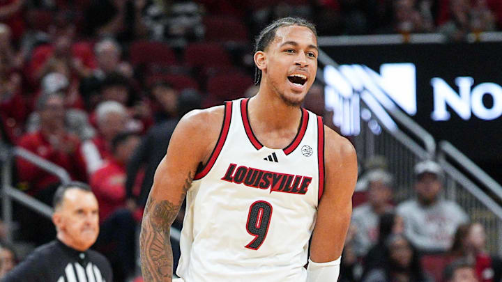 Louisville Cardinals forward Khani Rooths (9) had seven points and eight rebounds during the game against Eastern Michigan. The Cards beat the Eagles 87-46 Monday night, Nov. 24, 2025 at the KFC Yum! Center in Louisville, Kentucky.