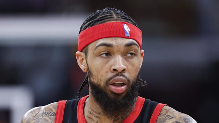 Toronto Raptors forward Brandon Ingram reacts during the first half at United Center.