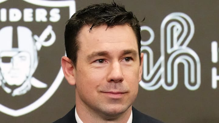 Las Vegas Raiders coach Klint Kubiak speaks at introductory press conference. Las Vegas Raiders coach Klint Kubiak speaks at introductory press conference.