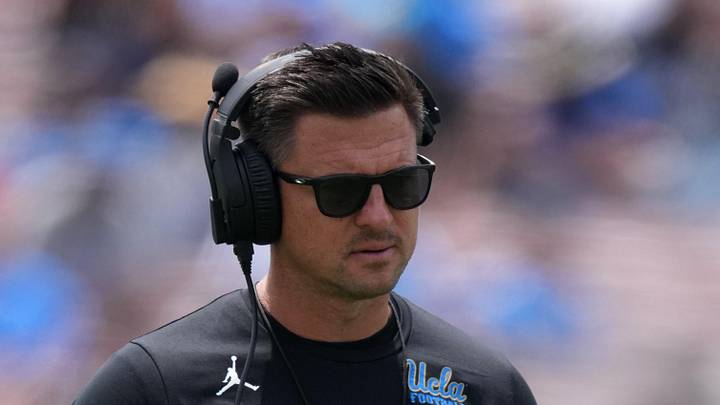 May 2, 2026; Pasadena, CA, USA; UCLA Bruins coach Bob Chesney reacts during the spring game at Rose Bowl. Mandatory Credit: Kirby Lee-Imagn Images May 2, 2026; Pasadena, CA, USA; UCLA Bruins coach Bob Chesney reacts during the spring game at Rose Bowl. Mandatory Credit: Kirby Lee-Imagn Images