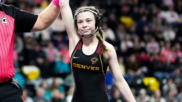 Abigail Peterson of Iowa's Denver High School shocked top-ranked Madison Healey with a second-period fall at FloWrestling's Who's No. 1 competition on Saturday in Oklahoma. Abigail Peterson of Iowa's Denver High School shocked top-ranked Madison Healey with a second-period fall at FloWrestling's Who's No. 1 competition on Saturday in Oklahoma.