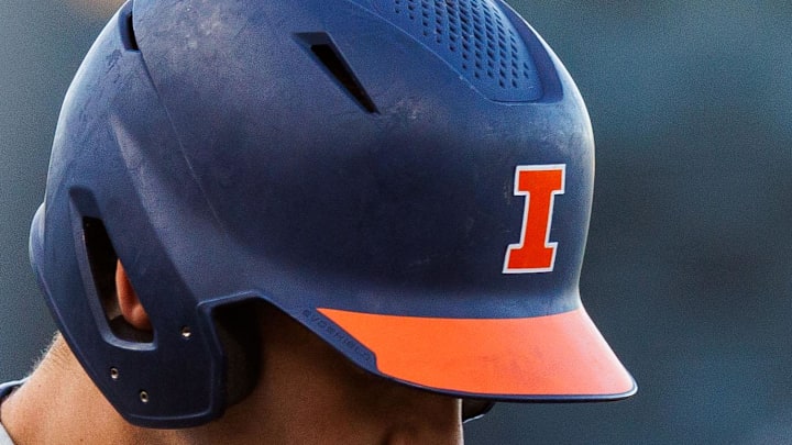 May 31, 2024; Lexington, KY, USA; Illinois catcher Jacob Schroeder (8) stands at the plate during the fourth inning of a NCAA Division I Baseball Championship game between the Indiana State Sycamores and Illinois Fighting Illini at Kentucky Proud Park. Mandatory Credit: Jordan Prather-Imagn Images May 31, 2024; Lexington, KY, USA; Illinois catcher Jacob Schroeder (8) stands at the plate during the fourth inning of a NCAA Division I Baseball Championship game between the Indiana State Sycamores and Illinois Fighting Illini at Kentucky Proud Park. Mandatory Credit: Jordan Prather-Imagn Images