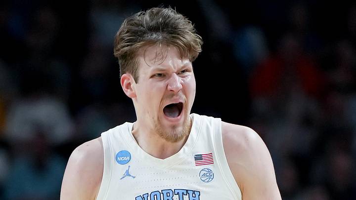 North Carolina Tar Heels center Henri Veesaar (13) celebrates after a play against the VCU Rams in the first half of a first round game of the men's 2026 NCAA Tournament at Bon Secours Wellness Arena on Mar 19, 2026
