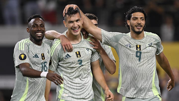 César Montes (middle) scored a brace to lead Mexico over Suriname in the Gold Cup. César Montes (middle) scored a brace to lead Mexico over Suriname in the Gold Cup.