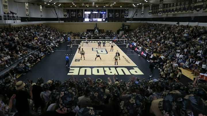 People watch the match during the volleyball match between the Purdue Boilermakers and the Penn State Nittany Lions 