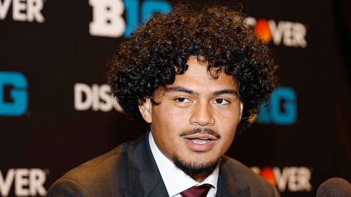 Jul 28, 2026; Chicago, IL, USA; USC student-athlete Jayden Maiava speaks during Media Days at Hilton Chicago. Mandatory Credit: Kamil Krzaczynski-Imagn Images