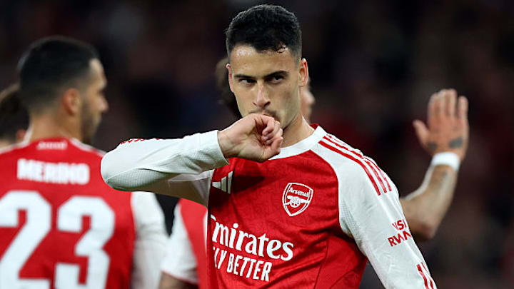 Gabriel Martinelli (middle) could be in line to start after impressing in the Champions League.