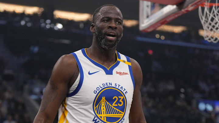 Nov 18, 2024; Inglewood, California, USA; Golden State Warriors forward Draymond Green (23) reacts in the first half against the LA Clippers at Intuit Dome. Mandatory Credit: Kirby Lee-Imagn Images Nov 18, 2024; Inglewood, California, USA; Golden State Warriors forward Draymond Green (23) reacts in the first half against the LA Clippers at Intuit Dome. Mandatory Credit: Kirby Lee-Imagn Images