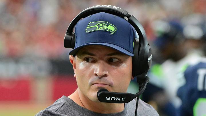 Seattle Seahawks head coach Mike Macdonald looks on