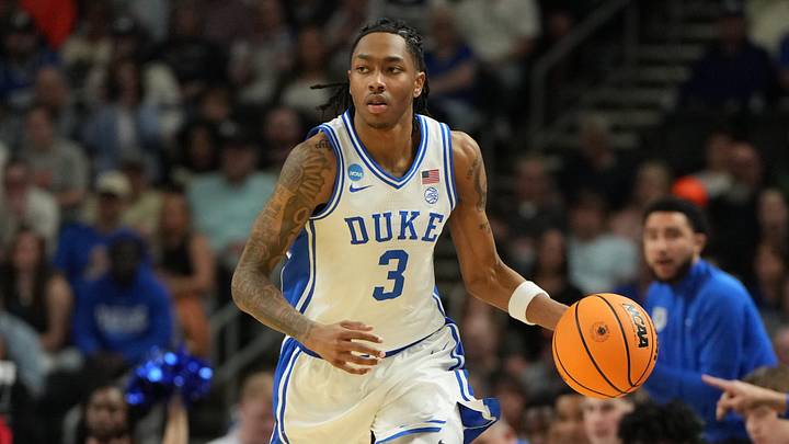 Mar 21, 2026; Greenville, SC, USA; Duke Blue Devils guard Isaiah Evans (3) brings the ball up the court in the first half during a second round game of the men's 2026 NCAA Tournament at Bon Secours Wellness Arena. Mandatory Credit: Bob Donnan-Imagn Images Mar 21, 2026; Greenville, SC, USA; Duke Blue Devils guard Isaiah Evans (3) brings the ball up the court in the first half during a second round game of the men's 2026 NCAA Tournament at Bon Secours Wellness Arena. Mandatory Credit: Bob Donnan-Imagn Images