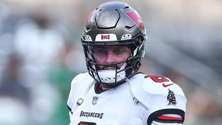 Aug 14, 2026; East Rutherford, New Jersey, USA; Tampa Bay Buccaneers quarterback Baker Mayfield (6) warms up before a game against the New York Giants at MetLife Stadium. Mandatory Credit: John Jones-Imagn Images Aug 14, 2026; East Rutherford, New Jersey, USA; Tampa Bay Buccaneers quarterback Baker Mayfield (6) warms up before a game against the New York Giants at MetLife Stadium. Mandatory Credit: John Jones-Imagn Images