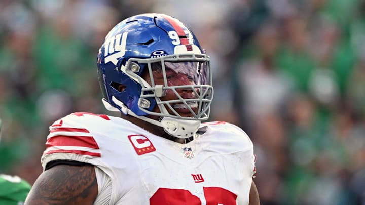 Oct 26, 2025; Philadelphia, Pennsylvania, USA; New York Giants defensive tackle Dexter Lawrence (97) against the Philadelphia Eagles at Lincoln Financial Field. Mandatory Credit: Eric Hartline-Imagn Images