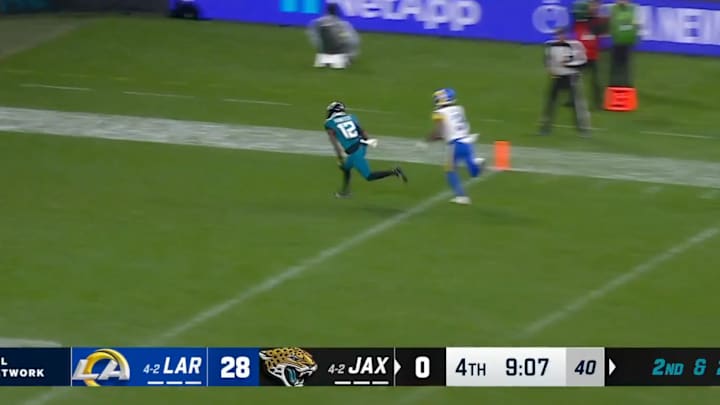 Travis Hunter's first NFL touchdown came in Week 7. 