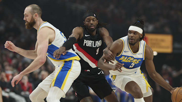 Mar 8, 2026; Portland, Oregon, USA; Indiana Pacers forward Jarace Walker (5) drives to the basket during the first half against Portland Trail Blazers forward Jerami Grant (9) at Moda Center. Mandatory Credit: Troy Wayrynen-Imagn Images Mar 8, 2026; Portland, Oregon, USA; Indiana Pacers forward Jarace Walker (5) drives to the basket during the first half against Portland Trail Blazers forward Jerami Grant (9) at Moda Center. Mandatory Credit: Troy Wayrynen-Imagn Images