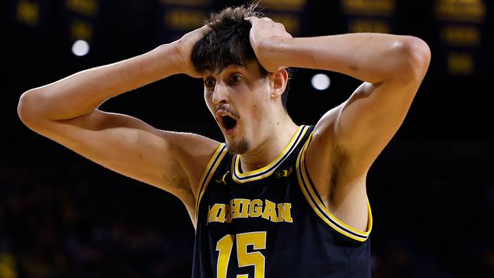 Jan 27, 2026; Ann Arbor, Michigan, USA; Michigan Wolverines center Aday Mara (15) reacts in the second half against the Nebraska Cornhuskers at Crisler Center. Mandatory Credit: Rick Osentoski-Imagn Images Jan 27, 2026; Ann Arbor, Michigan, USA; Michigan Wolverines center Aday Mara (15) reacts in the second half against the Nebraska Cornhuskers at Crisler Center. Mandatory Credit: Rick Osentoski-Imagn Images