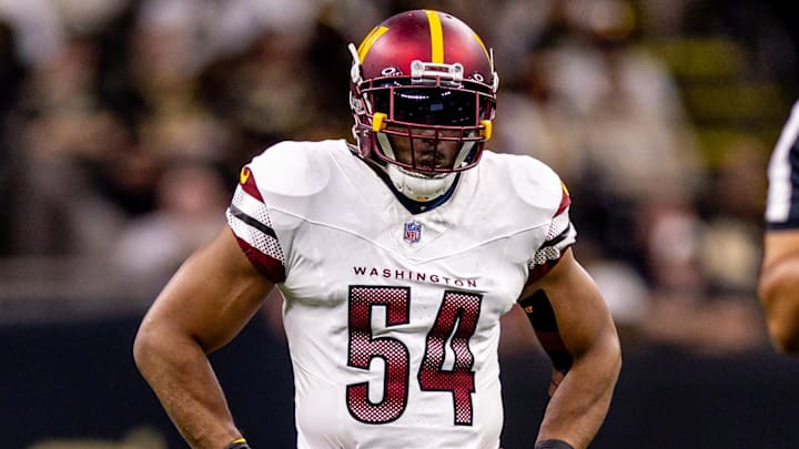 Dec 15, 2024; New Orleans, Louisiana, USA; Washington Commanders linebacker Bobby Wagner (54) looks on against the New Orleans Saints during the first half at Caesars Superdome. Mandatory Credit: Stephen Lew-Imagn Images Dec 15, 2024; New Orleans, Louisiana, USA; Washington Commanders linebacker Bobby Wagner (54) looks on against the New Orleans Saints during the first half at Caesars Superdome. Mandatory Credit: Stephen Lew-Imagn Images