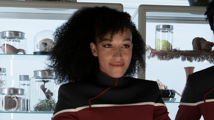 Tawny Newsome as Mariner and Jack Quaid as Boimler appearing in Star Trek: Strange New Worlds, streaming on Paramount+, 2023. Photo Cr: Michael Gibson/Paramount+