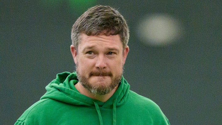 Oregon head coach Dan Lanning attends Oregon Pro Day on March 17, 2026, at the Moshofsky Center in Eugene, Oregon.