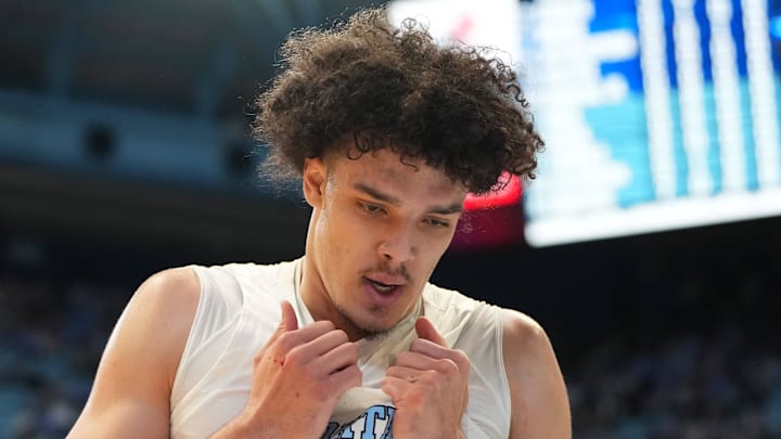 Feb 14, 2026; Chapel Hill, North Carolina, USA; North Carolina Tar Heels forward Zayden High (1) reacts in the first half at Dean E. Smith Center. Mandatory Credit: Bob Donnan-Imagn Images Feb 14, 2026; Chapel Hill, North Carolina, USA; North Carolina Tar Heels forward Zayden High (1) reacts in the first half at Dean E. Smith Center. Mandatory Credit: Bob Donnan-Imagn Images