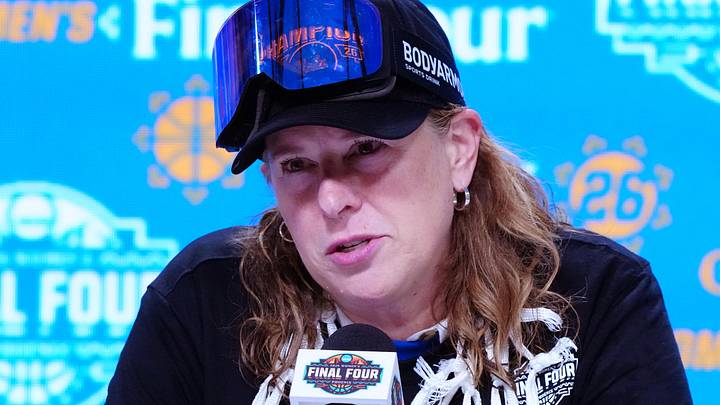 Apr 5, 2026; Phoenix, AZ, USA; UCLA Bruins head coach Cori Close speaks in a press conference after defeating the South Carolina Gamecocks during the National Championship game of the women's 2026 NCAA Tournament at Mortgage Matchup Center. Mandatory Credit: Kirby Lee-Imagn Images Apr 5, 2026; Phoenix, AZ, USA; UCLA Bruins head coach Cori Close speaks in a press conference after defeating the South Carolina Gamecocks during the National Championship game of the women's 2026 NCAA Tournament at Mortgage Matchup Center. Mandatory Credit: Kirby Lee-Imagn Images