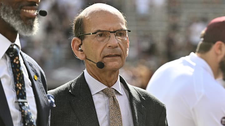 SEC Nation's Paul Finebaum speaks on the sideline during pre-game