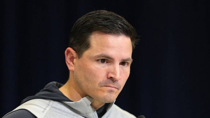 Seattle Seahawks coach Mike Macdonald speaks to the media