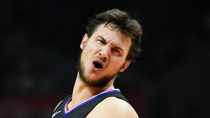 Los Angeles Clippers forward Danilo Gallinari (8) reacts after a foul is called on him during the second quarter against the Dallas Mavericks at Staples Center on February 5, 2018.