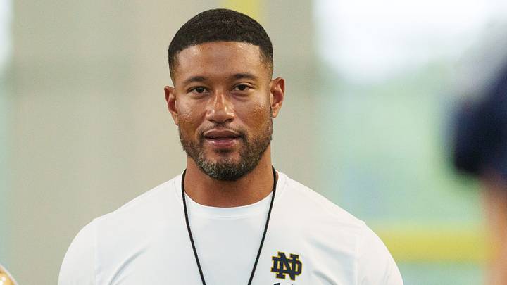 Head coach Marcus Freeman during a Notre Dame football practice at Irish Athletic Center on Sunday, Aug. 16, 2026, in South Bend. Head coach Marcus Freeman during a Notre Dame football practice at Irish Athletic Center on Sunday, Aug. 16, 2026, in South Bend.