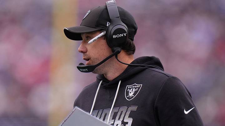 Oct 11, 2026; Foxborough, Massachusetts, USA; Las Vegas Raiders head coach Klint Kubiak watches from the sideline as they take on the New England Patriots at Gillette Stadium. Mandatory Credit: David Butler II-Imagn Images Oct 11, 2026; Foxborough, Massachusetts, USA; Las Vegas Raiders head coach Klint Kubiak watches from the sideline as they take on the New England Patriots at Gillette Stadium. Mandatory Credit: David Butler II-Imagn Images