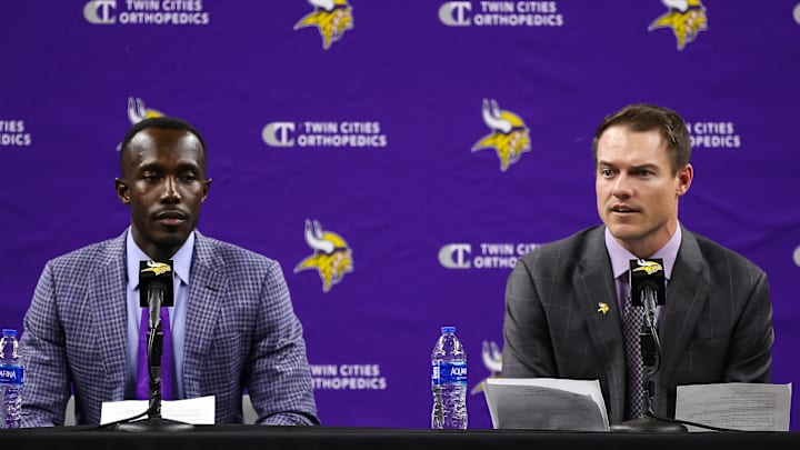 Minnesota Vikings GM Kwesi Adofo-Mensah and head coach Kevin O'Connell