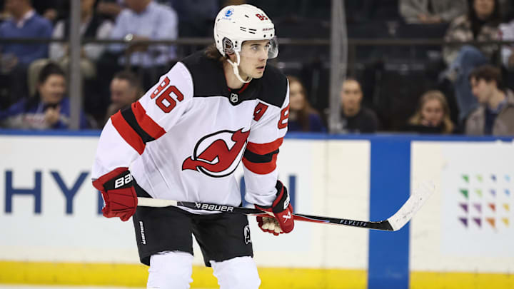 Jack Hughes has four goals in two games against the Rangers this season.