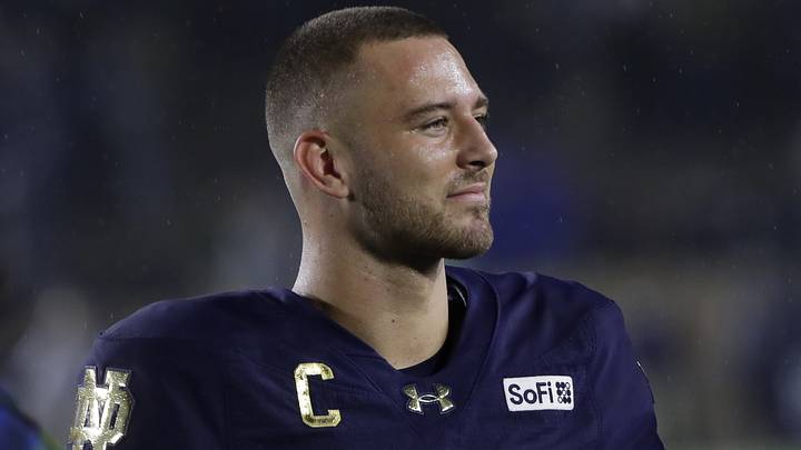 Sep 19, 2026; South Bend, Indiana, USA; Notre Dame Fighting Irish quarterback CJ Carr (13) looks on after the game against the Michigan State Spartans at Notre Dame Stadium. Sep 19, 2026; South Bend, Indiana, USA; Notre Dame Fighting Irish quarterback CJ Carr (13) looks on after the game against the Michigan State Spartans at Notre Dame Stadium.