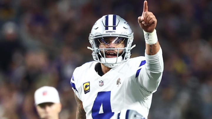 Dallas Cowboys quarterback Dak Prescott calls signals during the second half against the Minnesota Vikings. Dallas Cowboys quarterback Dak Prescott calls signals during the second half against the Minnesota Vikings.