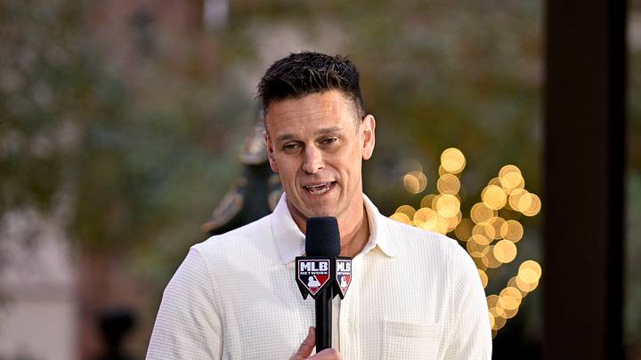 Dec 9, 2024; Dallas, TX, USA; Miami Marlins president of baseball operations Jerry Dipoto speaks with the MLB Network at the Hilton Anatole during the 2024 MLB Winter Meetings. Mandatory Credit: Jerome Miron-Imagn Images Dec 9, 2024; Dallas, TX, USA; Miami Marlins president of baseball operations Jerry Dipoto speaks with the MLB Network at the Hilton Anatole during the 2024 MLB Winter Meetings. Mandatory Credit: Jerome Miron-Imagn Images