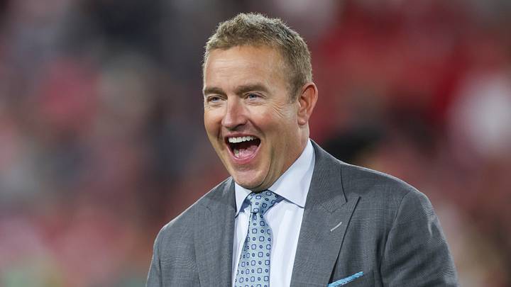Nov 15, 2025; Athens, Georgia, USA; ESPN analyst Kirk Herbstreit smiles prior to a game between the Texas Longhorns and the Georgia Bulldogs at Sanford Stadium. Nov 15, 2025; Athens, Georgia, USA; ESPN analyst Kirk Herbstreit smiles prior to a game between the Texas Longhorns and the Georgia Bulldogs at Sanford Stadium.