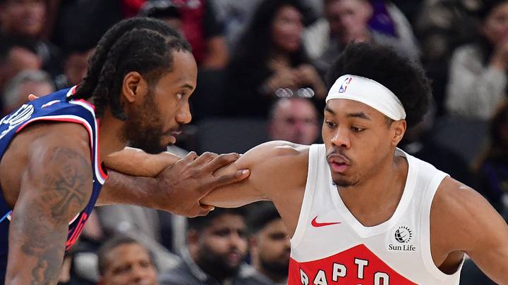 Mar 25, 2026; Inglewood, California, USA; Los Angeles Clippers forward Kawhi Leonard (2) controls the ball against Toronto Raptors forward Scottie Barnes (4) during the first half at Intuit Dome. Mandatory Credit: Gary A. Vasquez-Imagn Images Mar 25, 2026; Inglewood, California, USA; Los Angeles Clippers forward Kawhi Leonard (2) controls the ball against Toronto Raptors forward Scottie Barnes (4) during the first half at Intuit Dome. Mandatory Credit: Gary A. Vasquez-Imagn Images