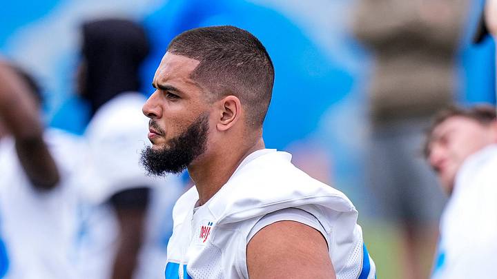Detroit Lions defensive end Ahmed Hassanein (99) warms up during mini camp at Meijer Performance Center in Allen Park on Wednesday, June 17, 2026.