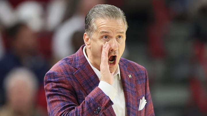 Arkansas Razorbacks coach John Calipari during the first half against the South Carolina Gamecocks at Bud Walton Arena in Fayetteville, Ark.
