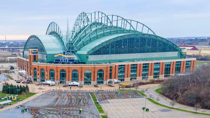 The Milwaukee Brewers American Family Field parking lot in Milwaukee.